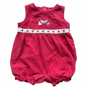 Vintage Cherokee baby picnic fruit bubble romper- coquette baby